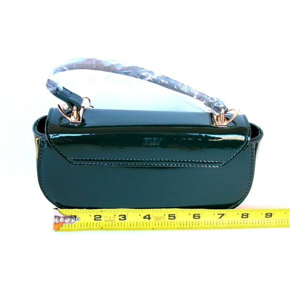 Valentino Orlandi Green Patent Leather Mini Shoulder Bag With Gold Chain Strap & - Picture 5 of 6